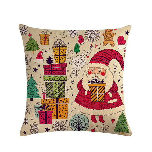 1Pc Christmas Cushion Cover Santa Claus Throw Pillow Case Xmas Home Sofa Decor
